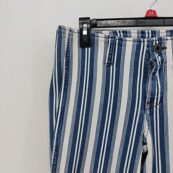 Free People Jolene Striped Blue White Bell Bottom Flared 27 - Picture 5 of 14